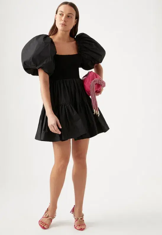 Aje Casa Puff Sleeve Mini Dress Black Size 10 - Image 1