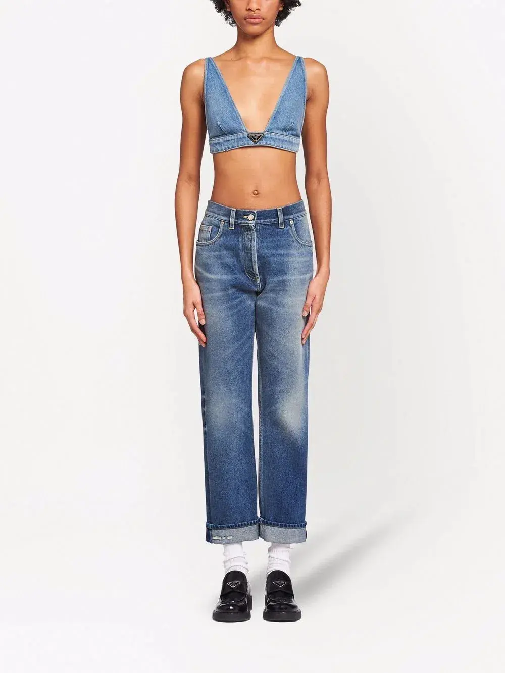 Prada Denim Bralette Blue Size 8 - Image 2