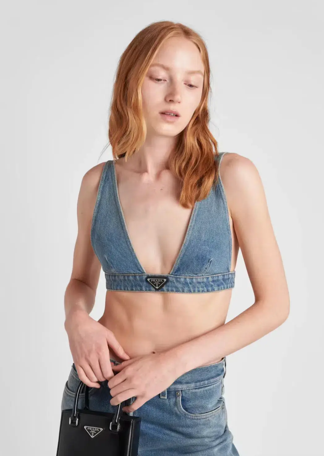 Prada Denim Bralette Blue Size 8 - Image 1