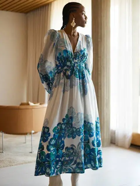 Sheike Winter Florals Dress Blue Size 18  for rent on The Volte - main image