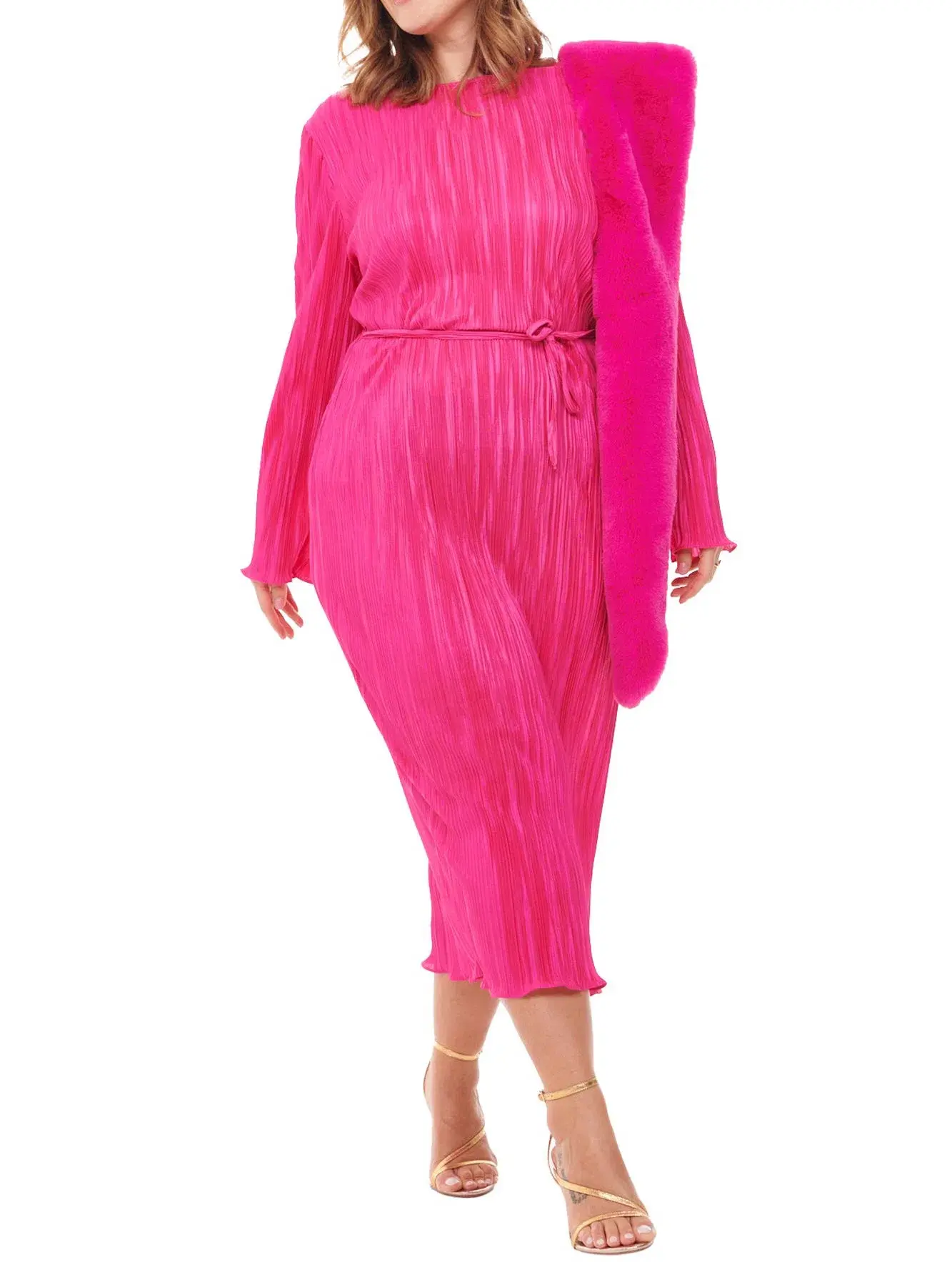 Never Fully Dressed Pink Plisse Dress Size 18 - Image 1