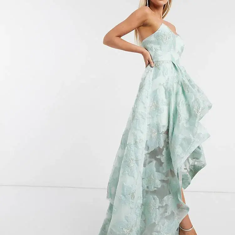Bariano Organza Layered Gown Mint/Silver Size 6 - Image 2