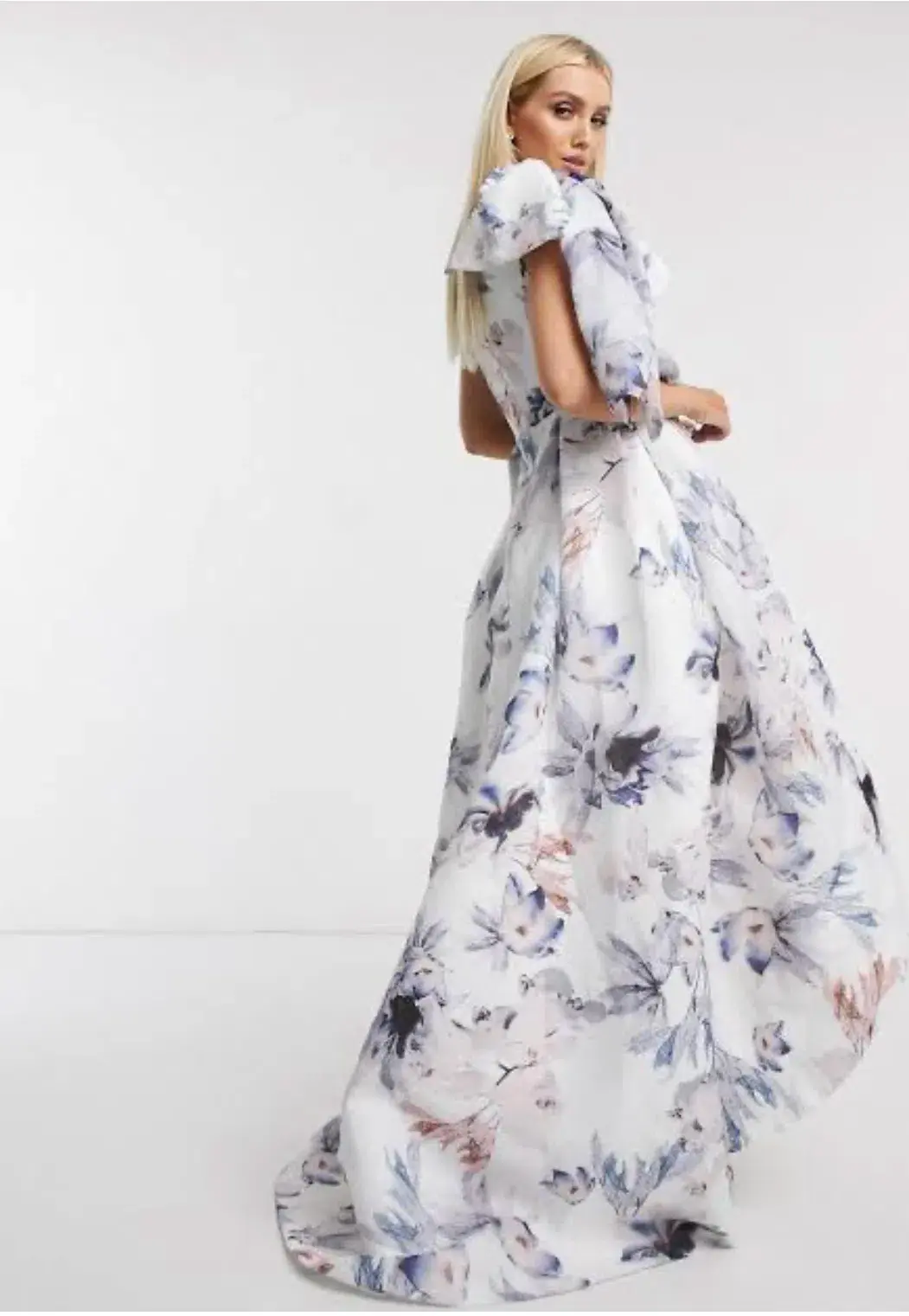 Bariano Josephine One Shoulder High Low Gown Floral Size 6 for rent on The Volte - main image