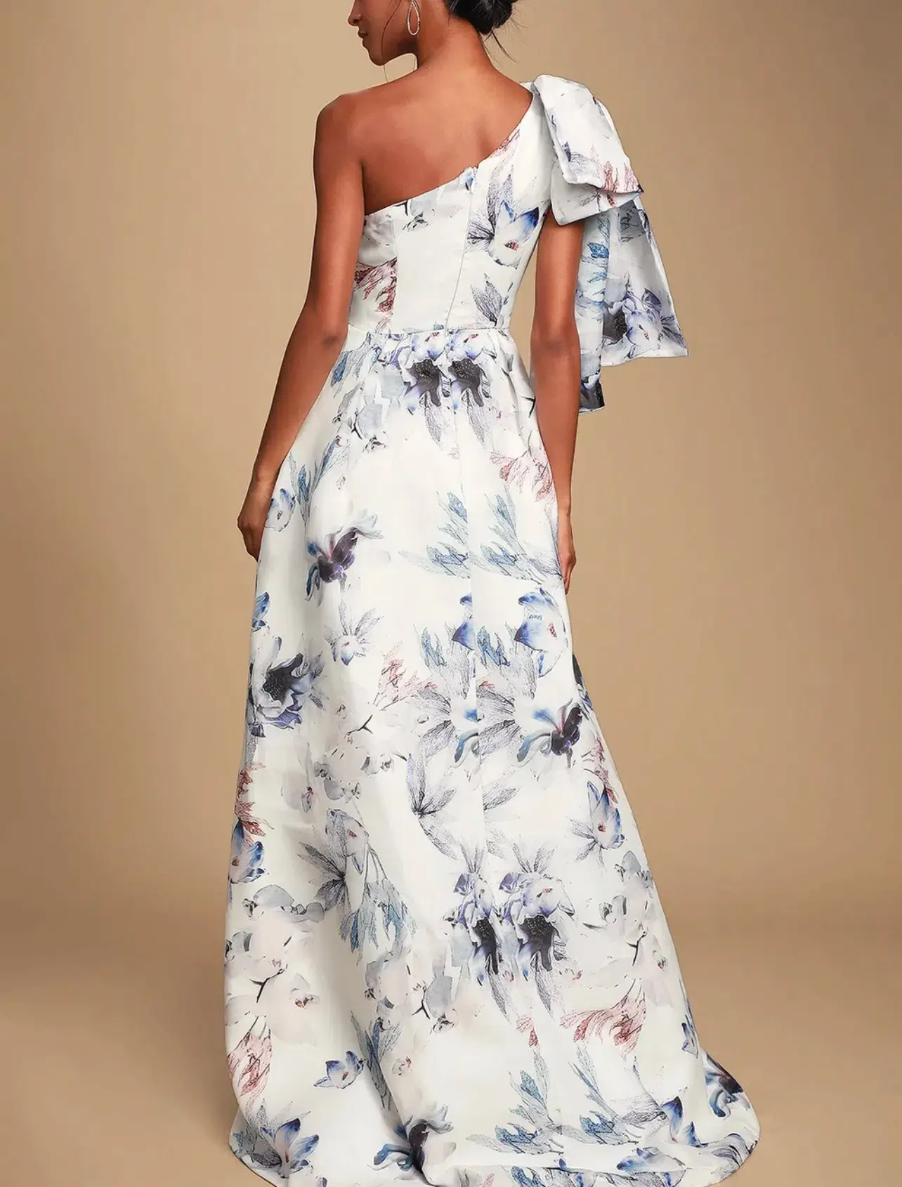 Bariano Josephine One Shoulder High Low Gown Floral Size 6 - Image 3