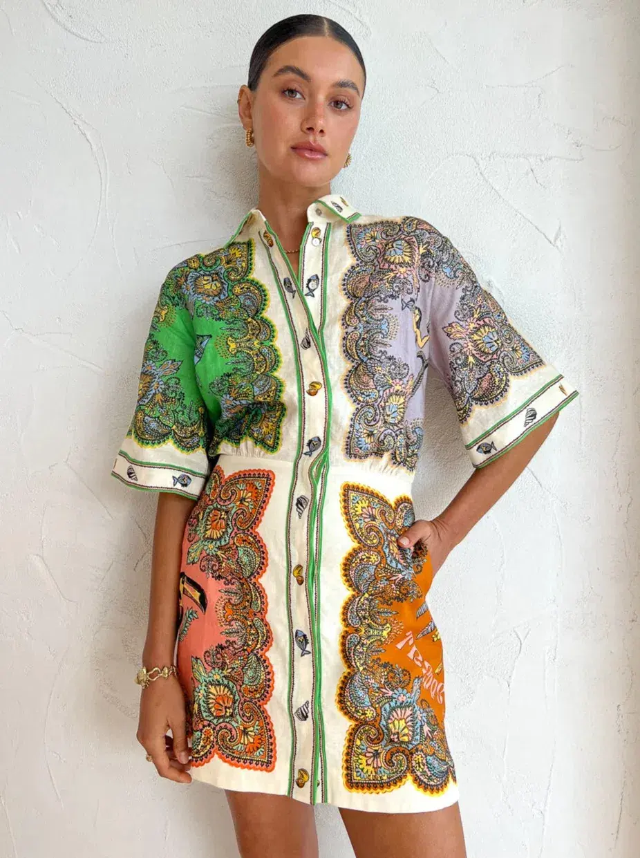 Alemais Trippy Troppo Mini Dress in Multi Size AU 10 - Image 2