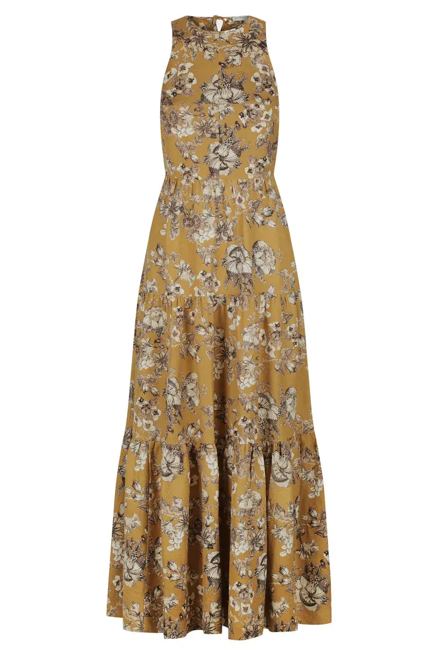 Shona Joy Cecilia Linen Tie Back Midi Dress Floral Size 8 - Image 3