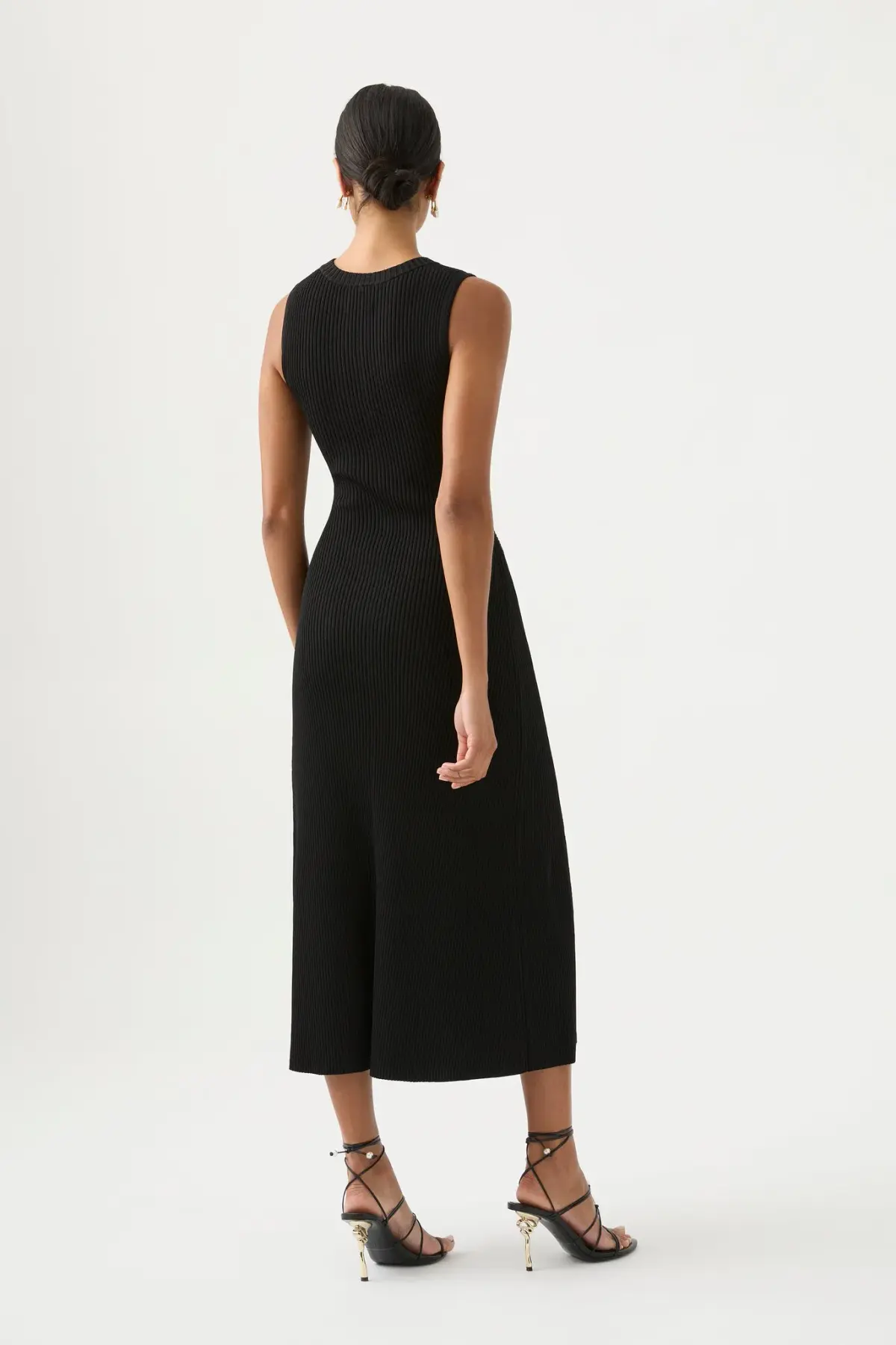 Aje Crescent Knit Midi Dress Black Size AU 12 - Image 2