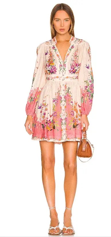 Zimmerman Tropicana Plunge Mini Dress Pink Size 0 / AU 8 for rent on The Volte - main image