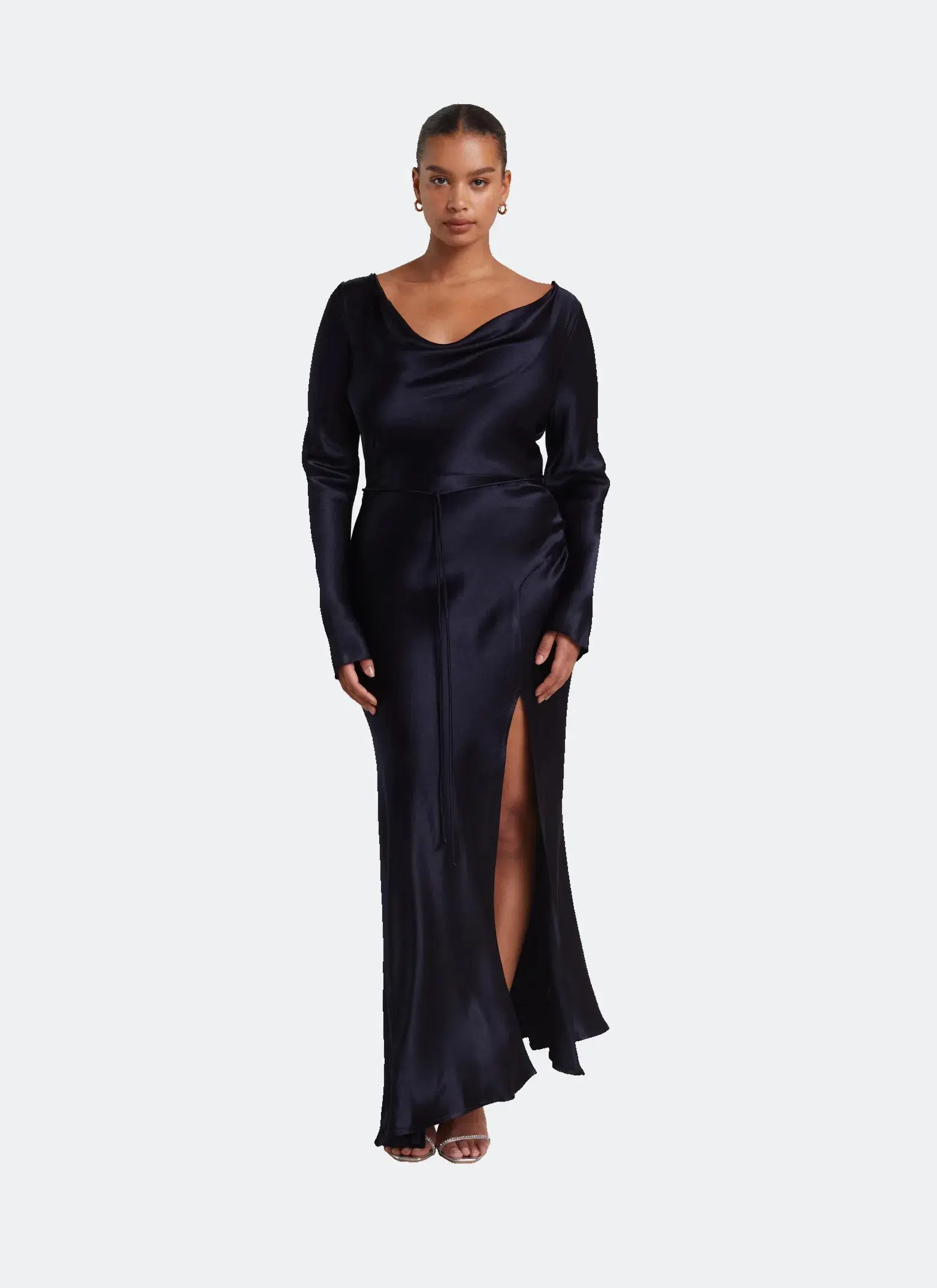 Bec & Bridge Moon Dance Long Sleeve Cowl Navy Dress Size 18 - Image 1