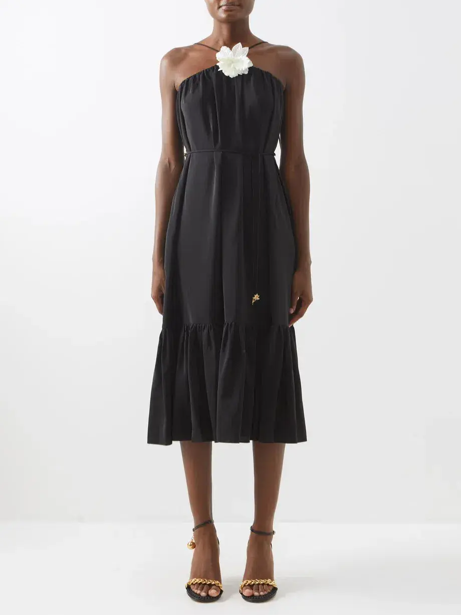 Zimmermann High Tide Halterneck Silk Midi Dress Black Size 2 / Au 12 - Image 1