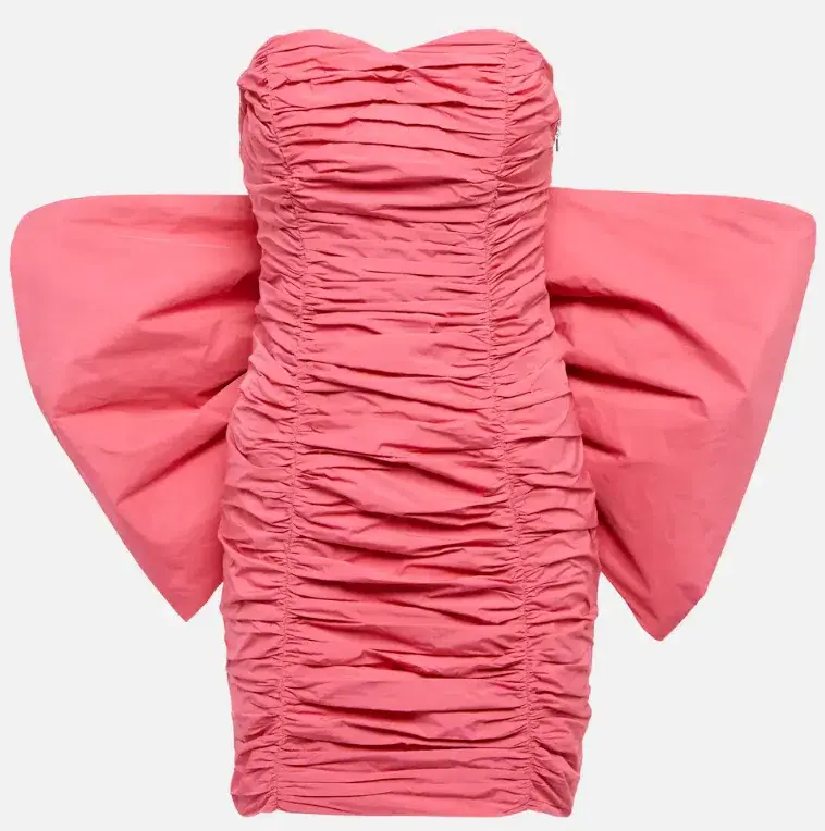 Rotate By Birger Christensen Catalina Bow Ebellished Ruched Mini Dress Pink Size AU 10 - Image 5
