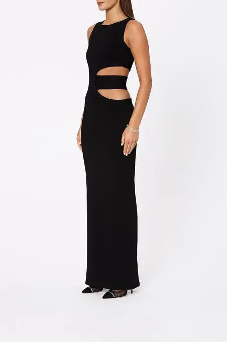 Scanlan Theodore Crepe Knit Cut Out Gown Black Size 10 - Image 2