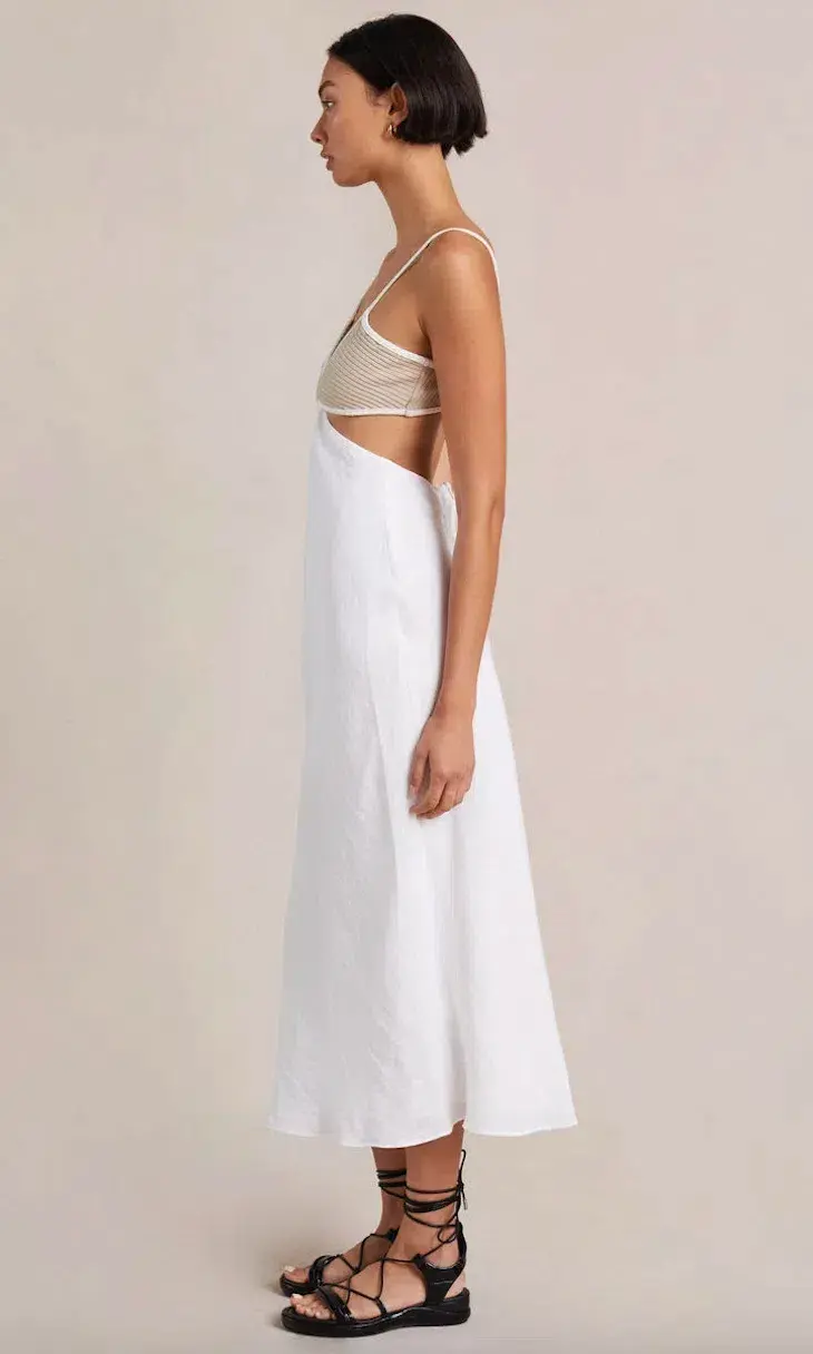 Bec & Bridge Demi Midi Dress In Sand/Ivory Size 16 - Image 2