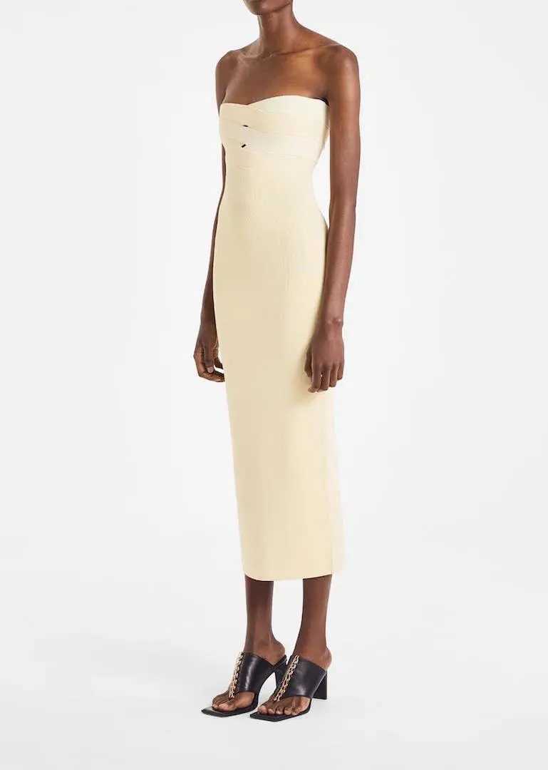 Dion Lee Interlock Bustier Midi Dress Cream Size S / Au 8 - Image 1