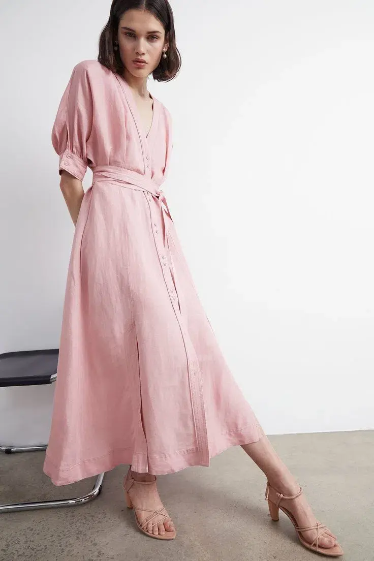 Aje Ennoble Midi Dress Pink Size 6 - Image 1