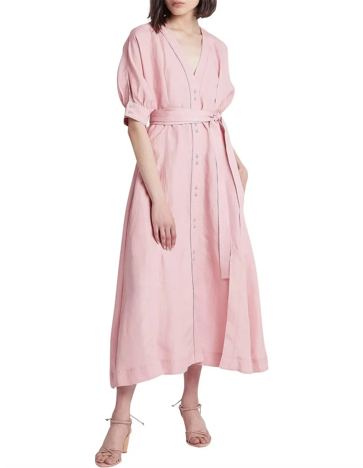 Aje Ennoble Midi Dress Pink Size 6 - Image 2