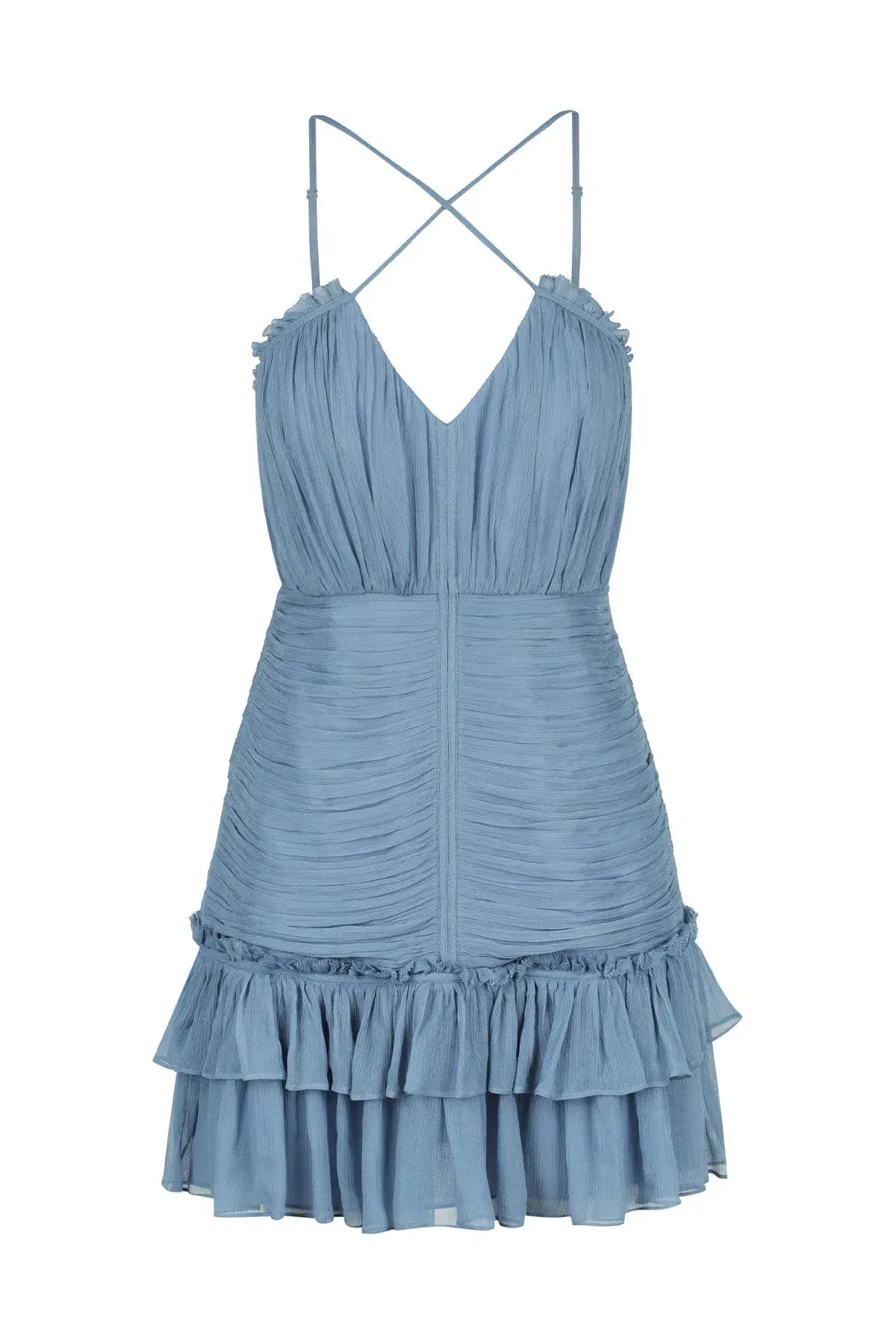 Shona Joy Lauren Mini Dress  Dusty Blue Size 6 - Image 3