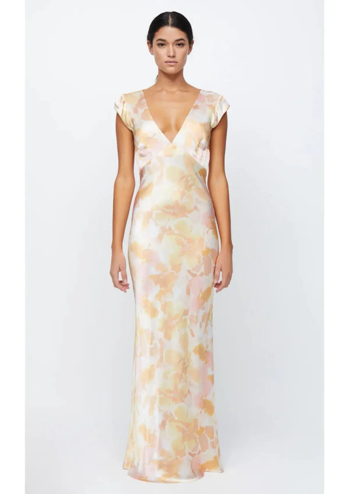 Bec & Bridge Indi V Maxi Dress V Neck In Floral Haze Yellow Size Au 8 - Image 1