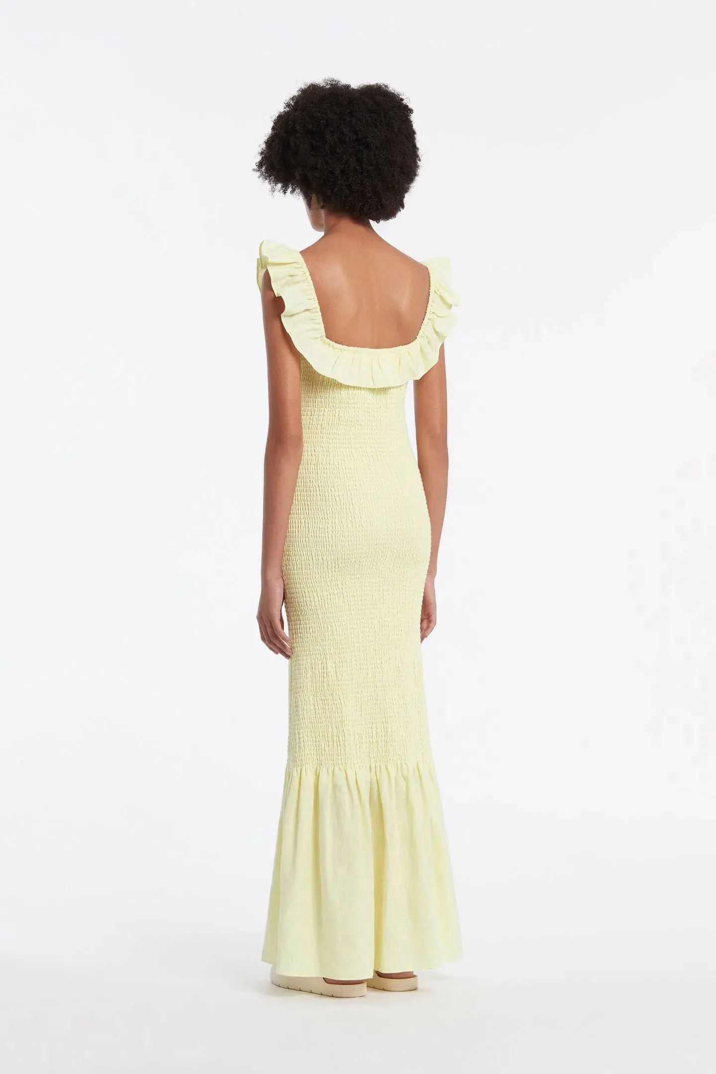 Sir the Label Francesca Frill Shirred Dress Butter Size 6 - Image 2