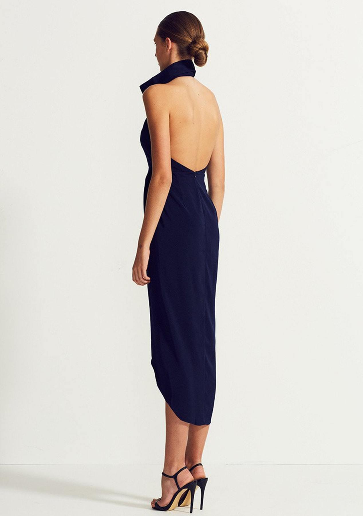 Shona Joy funnel neck backless maxi Navy  - Image 1