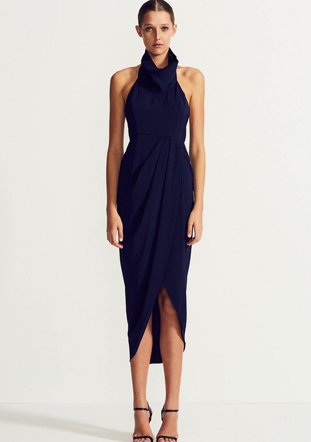Shona Joy funnel neck backless maxi Navy  - Image 2