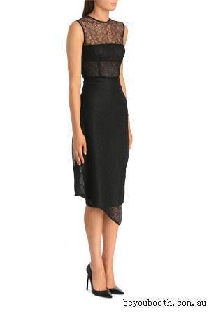 Alex Perry Maven Tulle Lace Pencil Dress Black Size 8 for rent on The Volte - main image