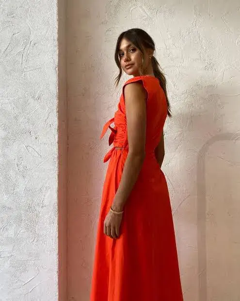Sir The Label Anja Tie Midi Dress Red Size 0 / AU 6  - Image 4