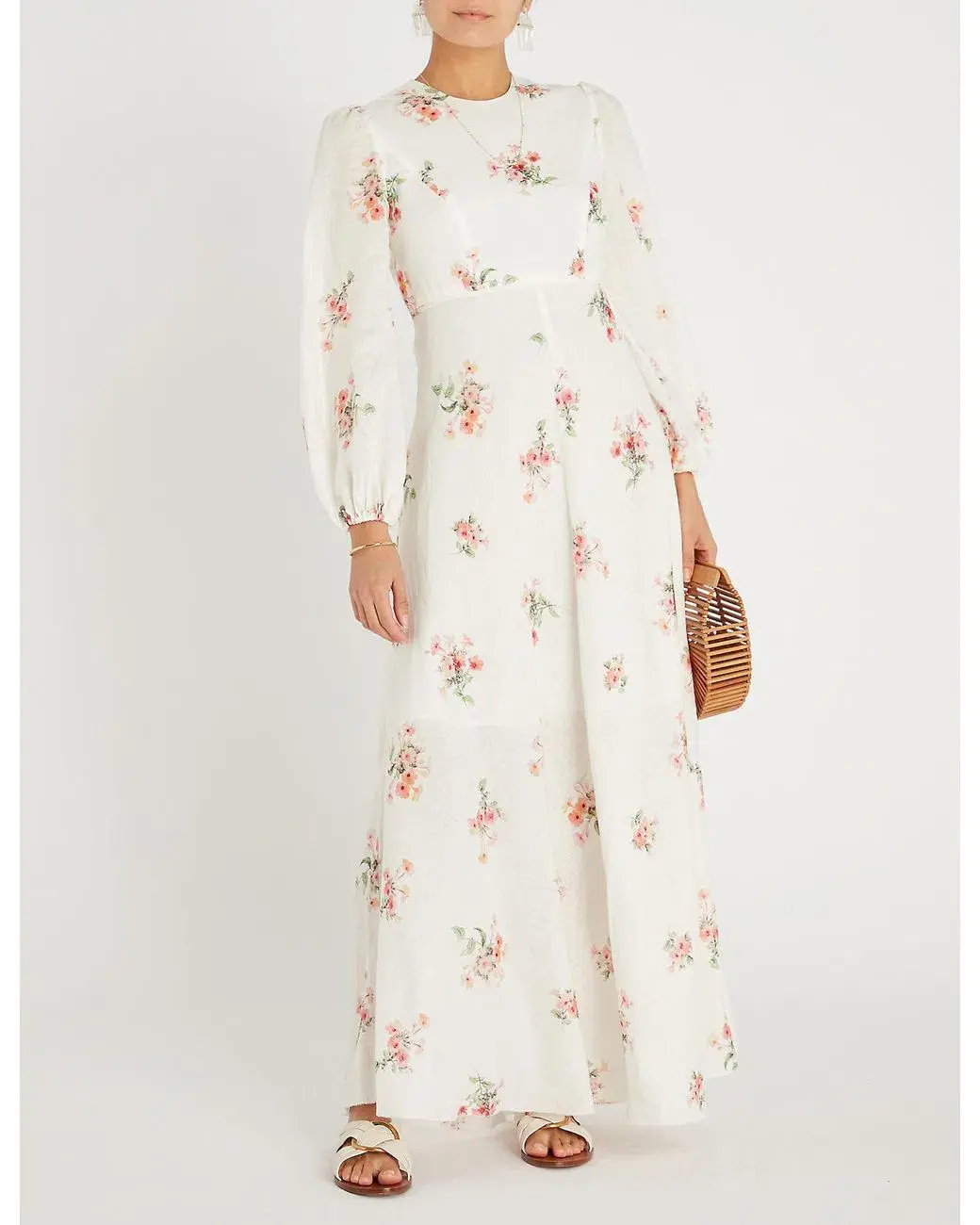 Zimmermann Heather High Neck Dress White Floral Size 1/Au 10 - Image 1