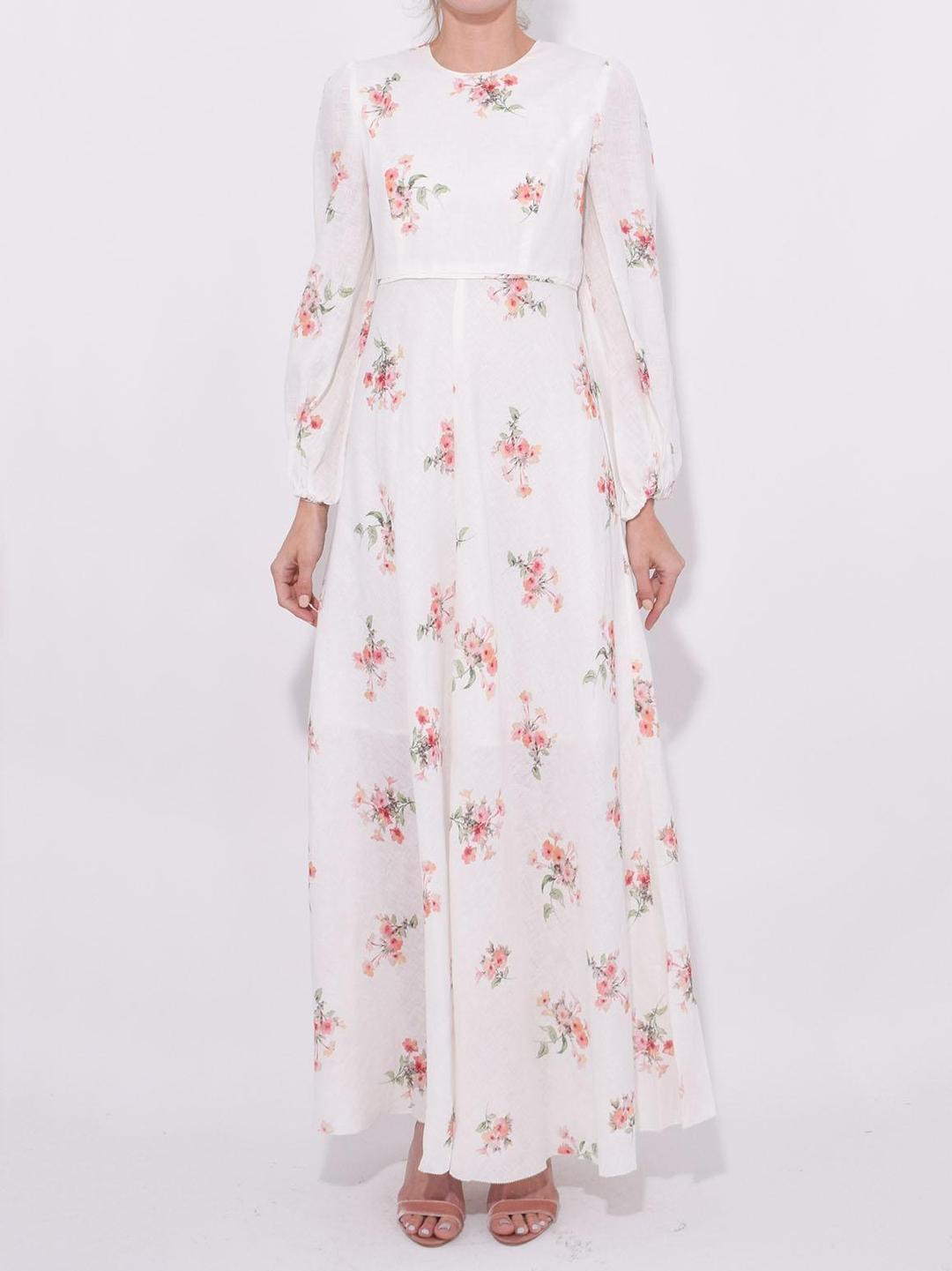 Zimmermann Heather High Neck Dress White Floral Size 1/Au 10 for rent on The Volte - main image