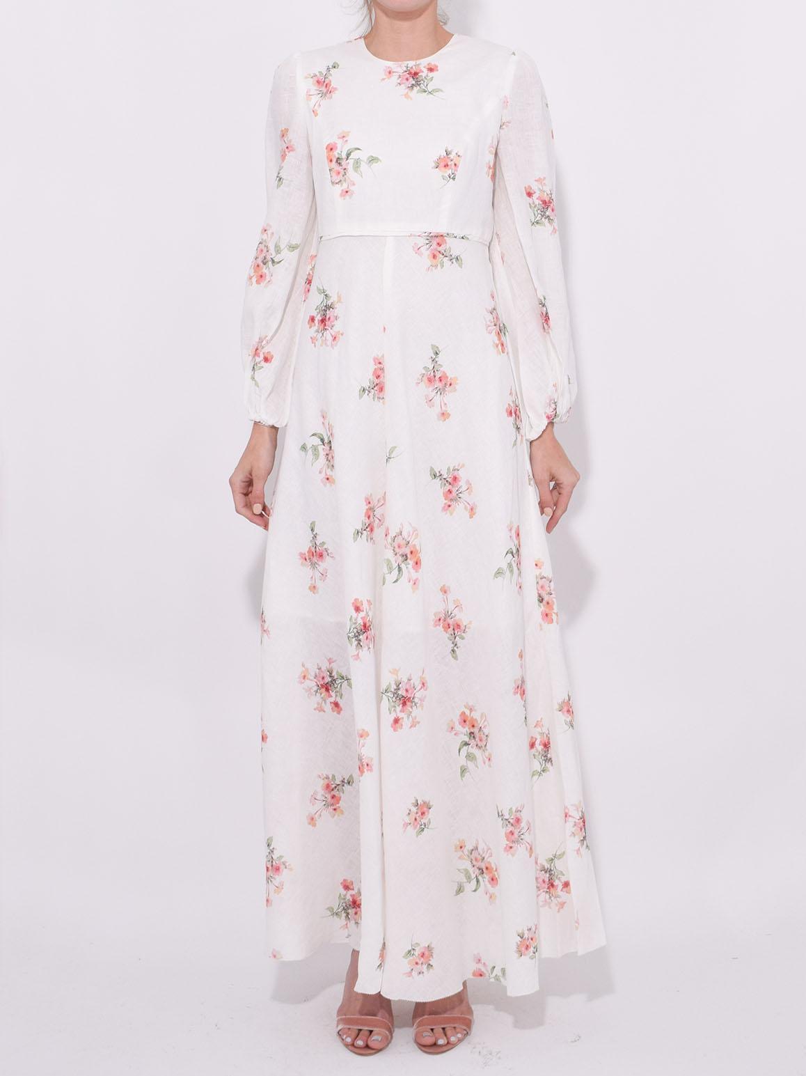 Zimmermann Heather High Neck Dress White Floral Size 1/Au 10 - Image 2