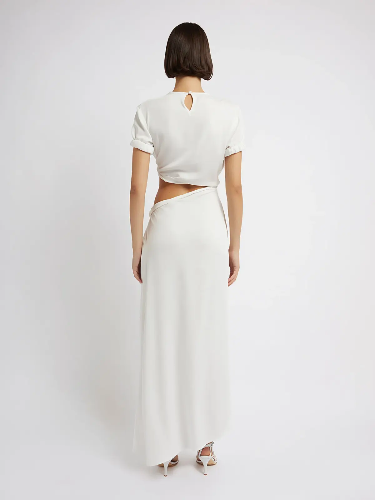 Christopher Esber White Rolled Sleeve Tee Dress White Size 4 - Image 3