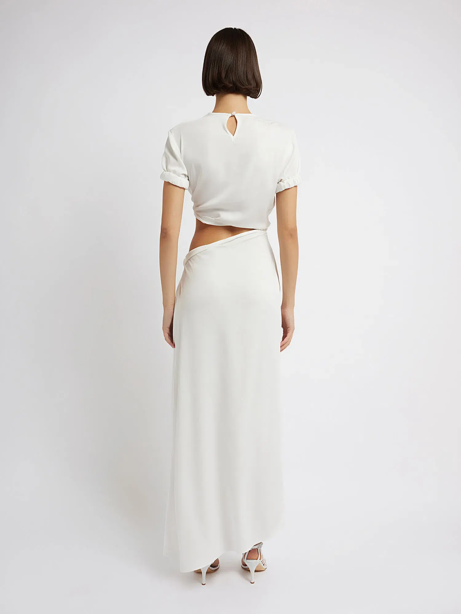 Christopher Esber White Rolled Sleeve Tee Dress White Size 4 - Image 3