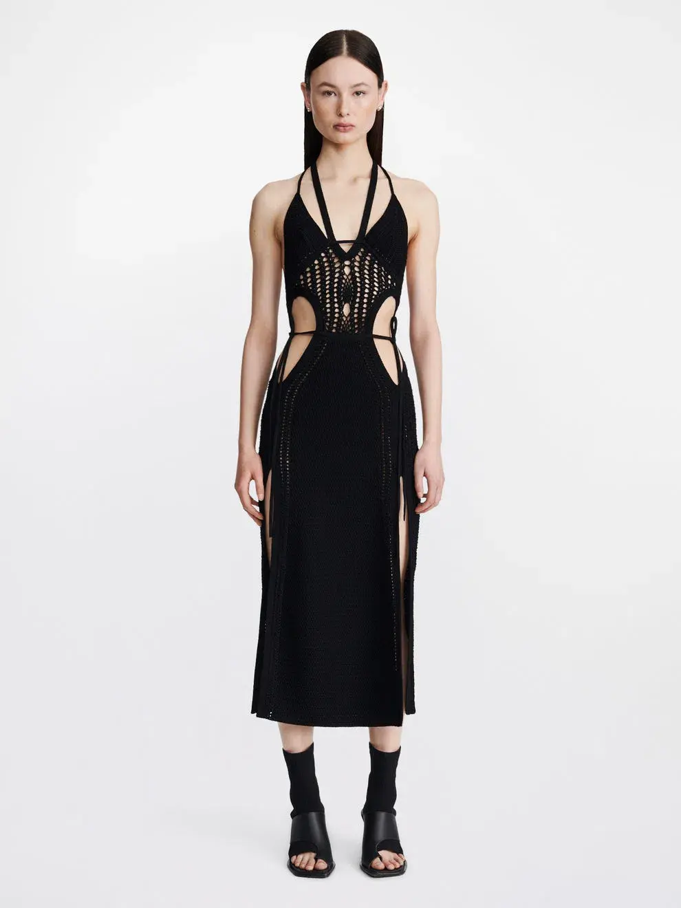 Dion Lee Crochet Tie Butterfly Dress Black Size 10 - Image 1