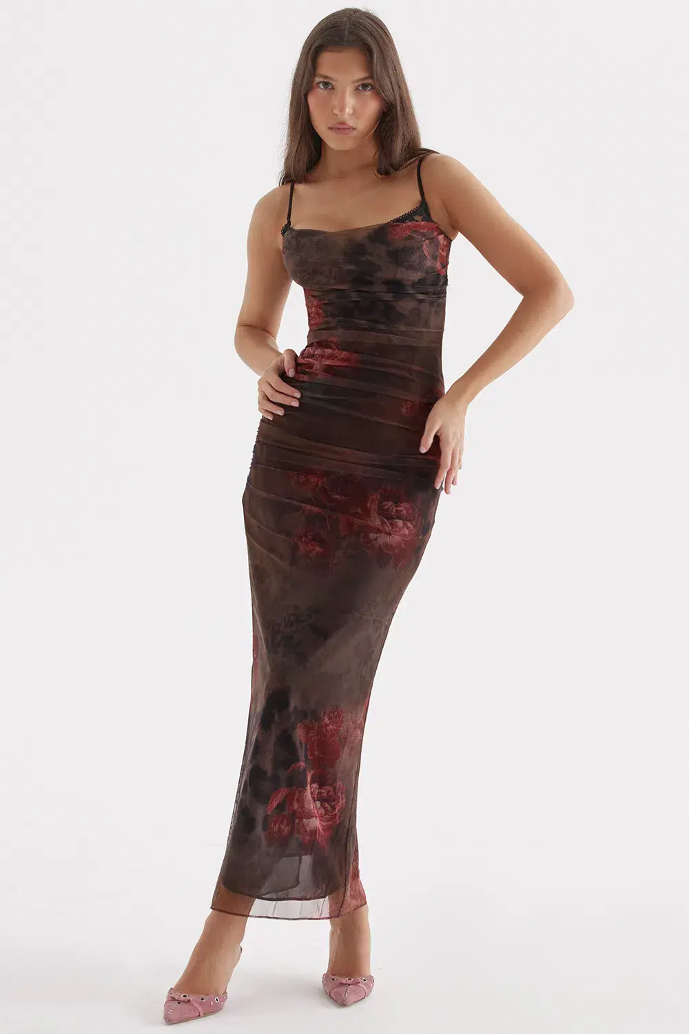 House of CB Nalini Printed Floral and Leopard Print Midi Dress Print Size S/Au 8 - Image 4