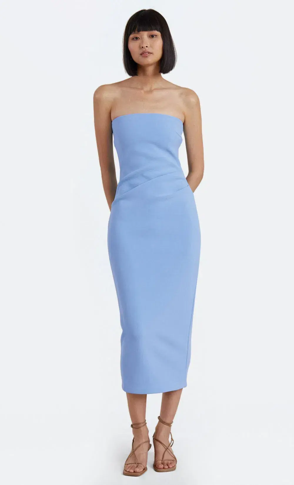 Bec & Bridge Karina Strapless Midi Dress Blue Size 16 - Image 1