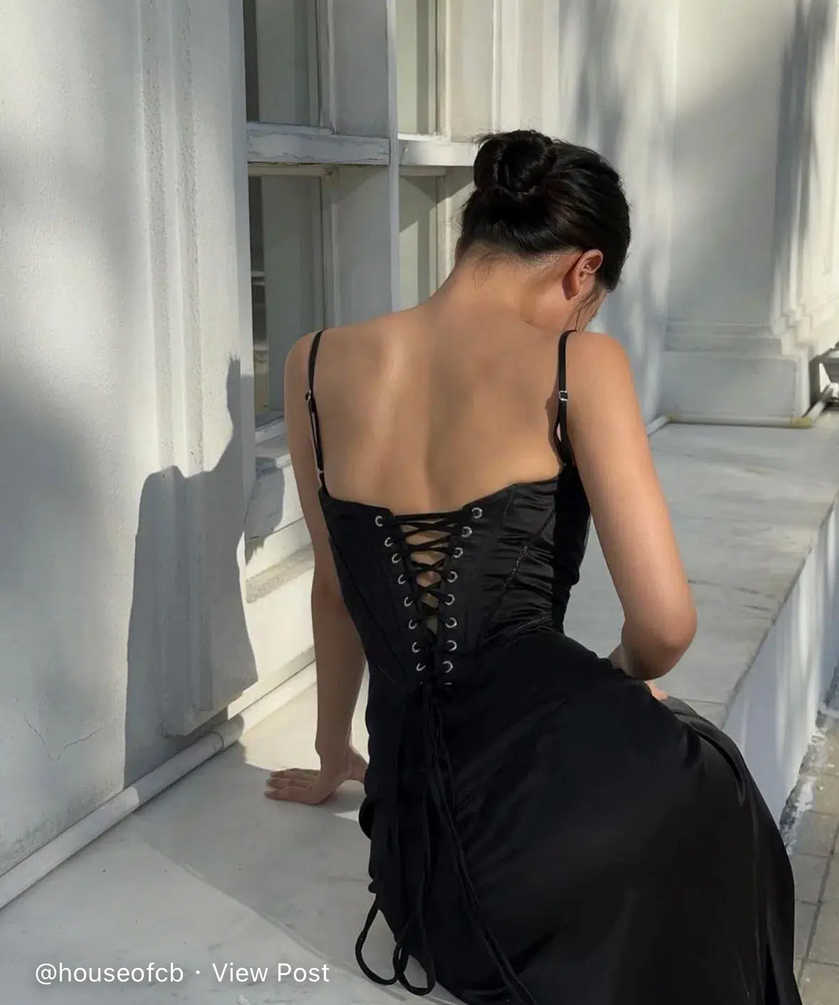 House of CB Anabella Lace Up Corset Maxi Dress in Black Size S /AU 8 - Image 7