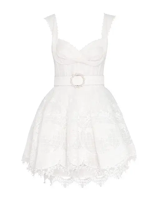 Zimmermann High Tide Embroidered Mini Dress Ivory Size 1 / Au 10 - Image 3
