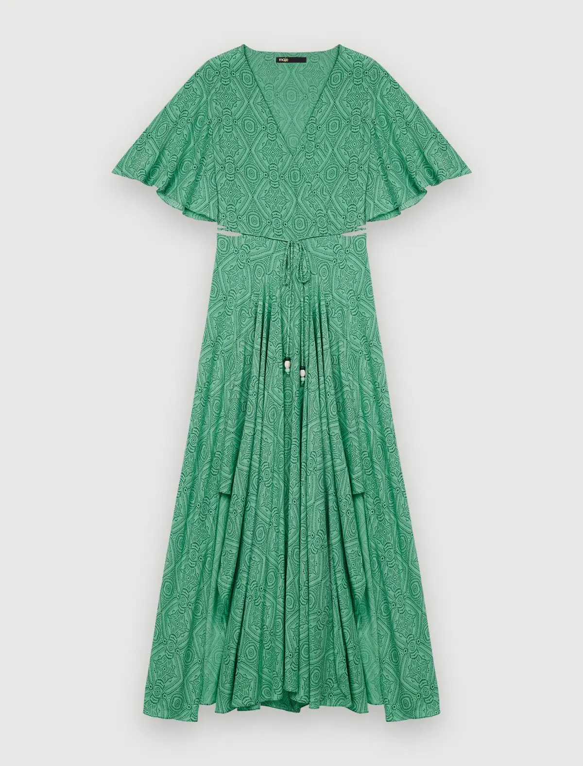 Maje Rimaro Wrap Maxi Dress Green Size 34/Au 6 - Image 3