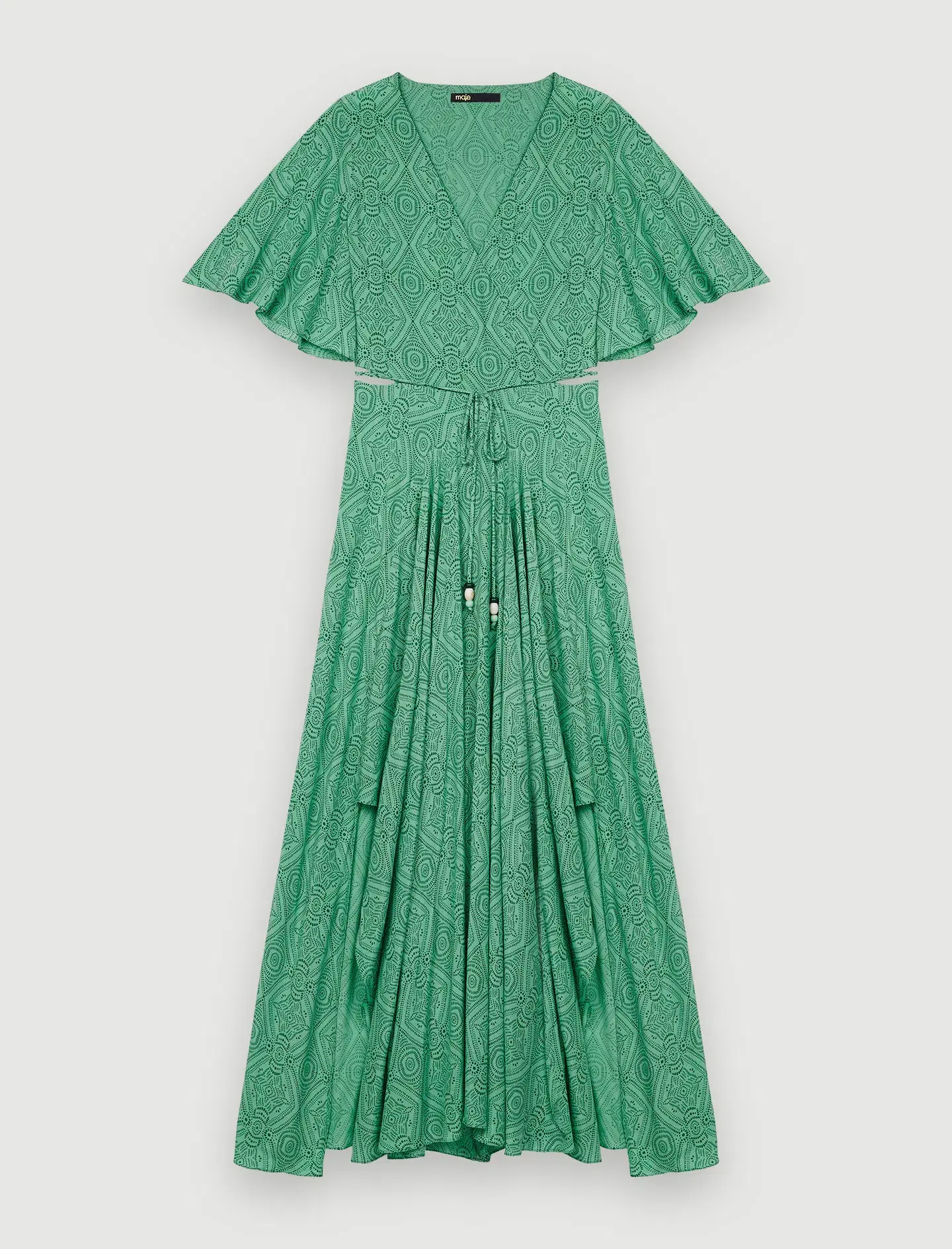Maje Rimaro Wrap Maxi Dress Green Size 34/Au 6 - Image 3