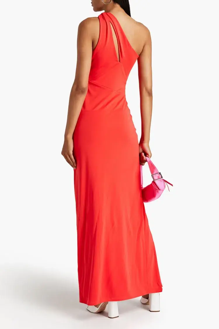 Nicholas Kinley One-Shoulder Twisted Stretch-Jersey Gown Orange  Size 8 - Image 2