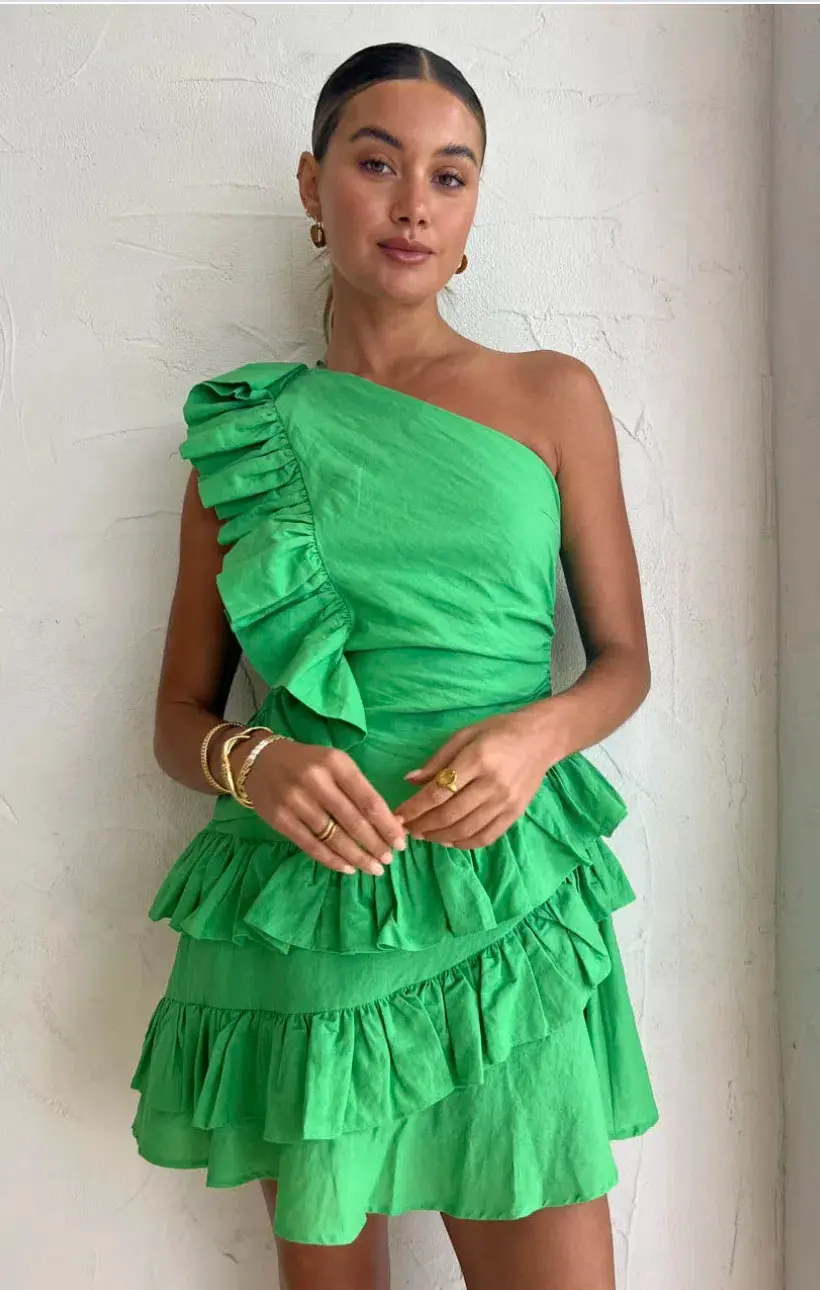 By Nicola Adrift Mini Dress in Parakeet Green Size 8 - Image 3