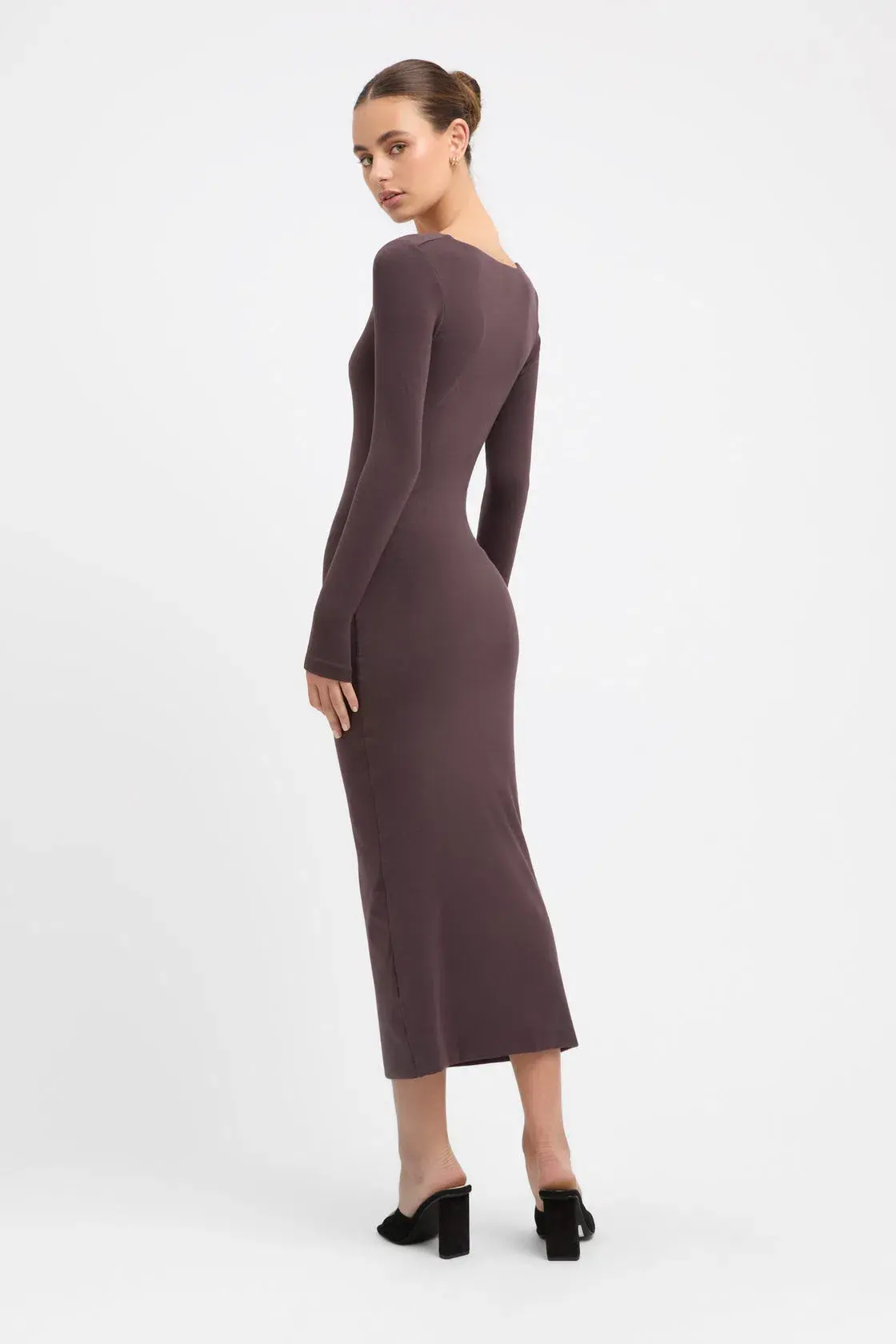 Kookai Phoebe Midi Dress Dark Mocha Size 2/Au 12 - Image 3