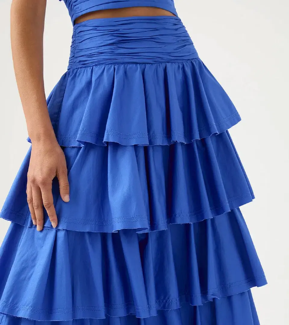 Aje Rhythmic Frill Bodice & Eleni Maxi Skirt Set Marine Blue Size 12 / L - Image 3