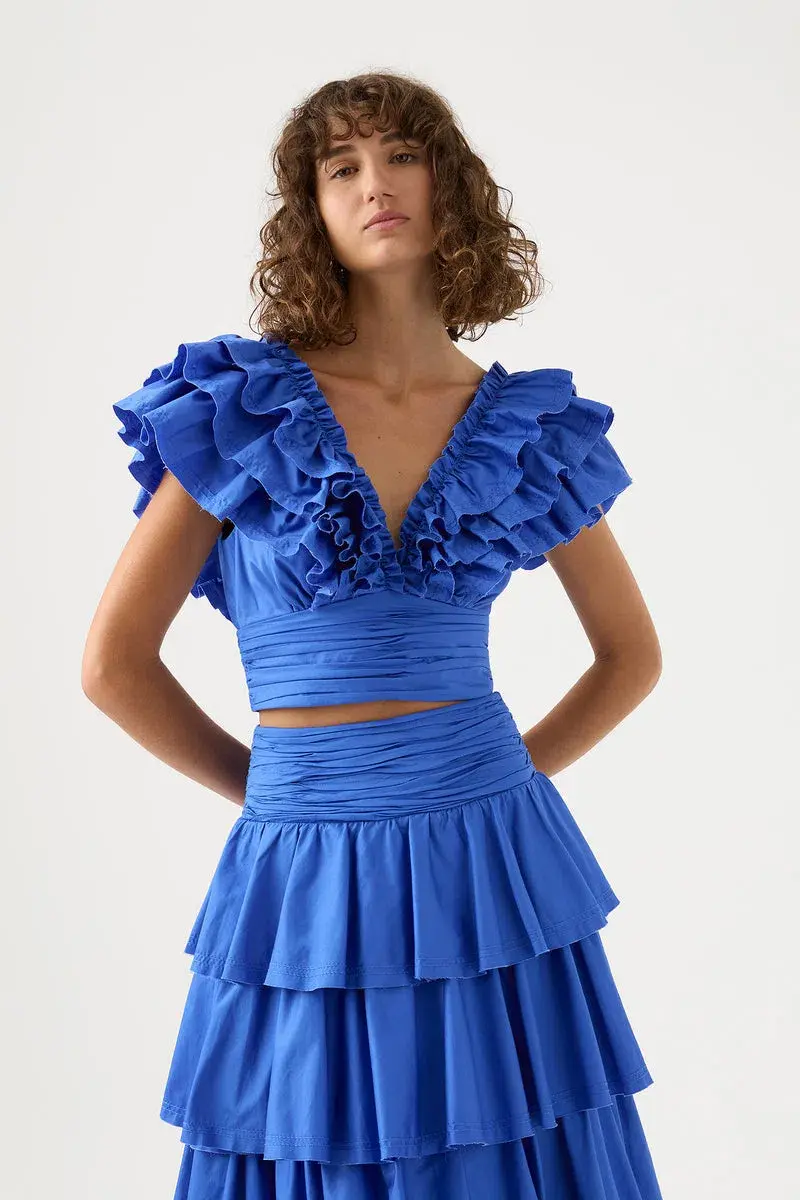 Aje Rhythmic Frill Bodice & Eleni Maxi Skirt Set Marine Blue Size 12 / L - Image 2