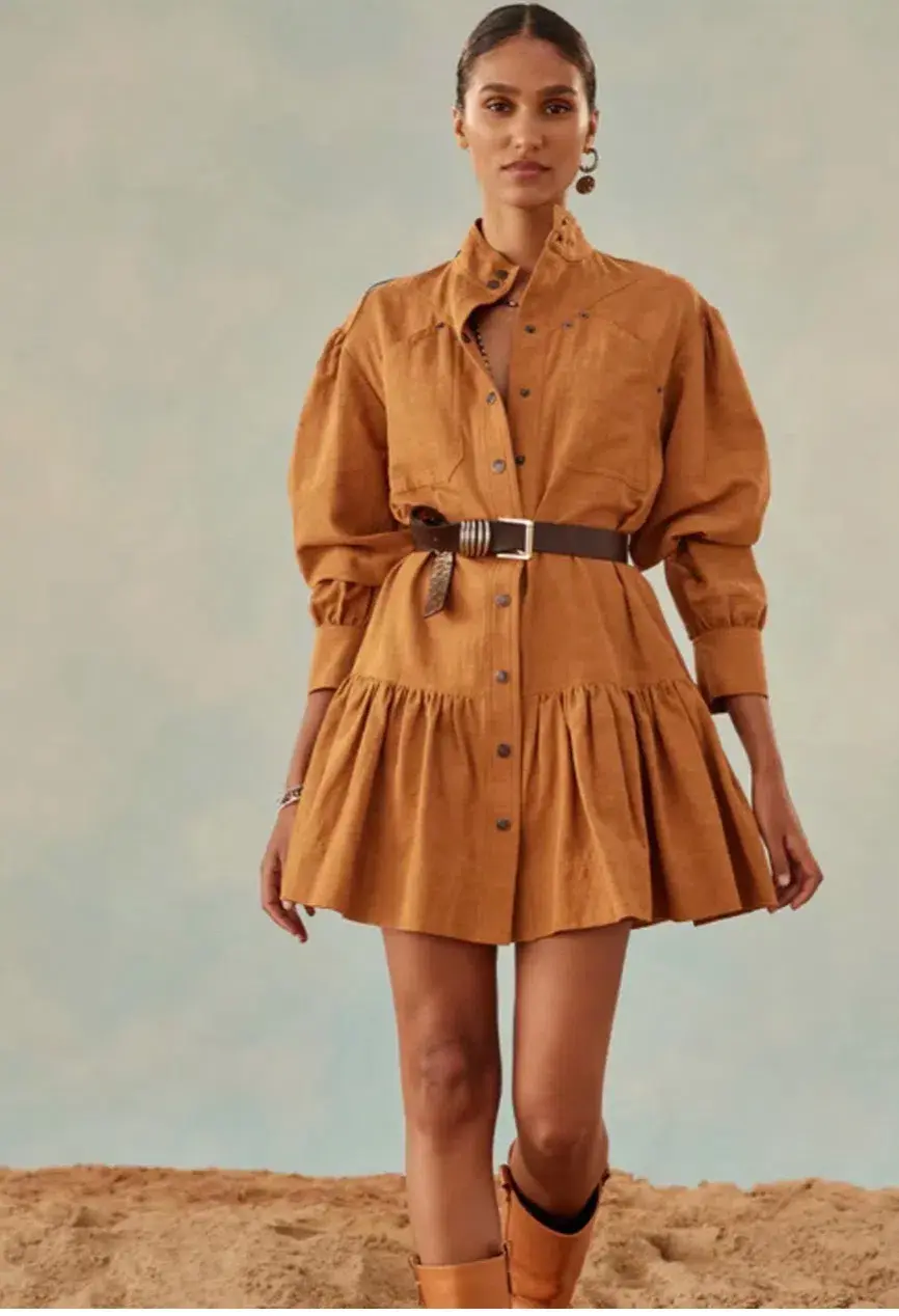 Shona Joy Priscila High Neck Utility Mini Dress Turmeric Size 6 - Image 2