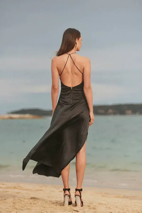 Sonya Moda Diamanté Embellished Keyhole Satin Maxi Dress Black Size 6 / XS - Image 3