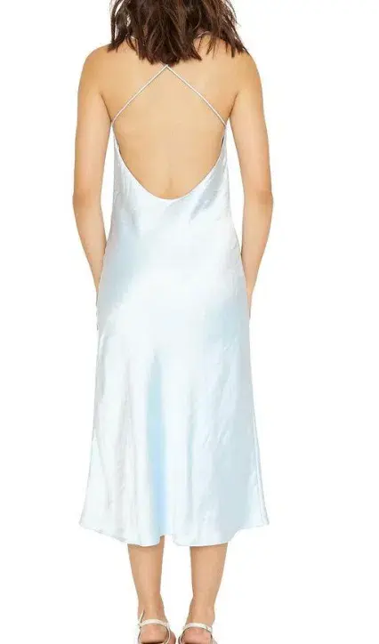 Third Form Cross Back Bias Slip Midi Dress Blue Size 8 - Image 3