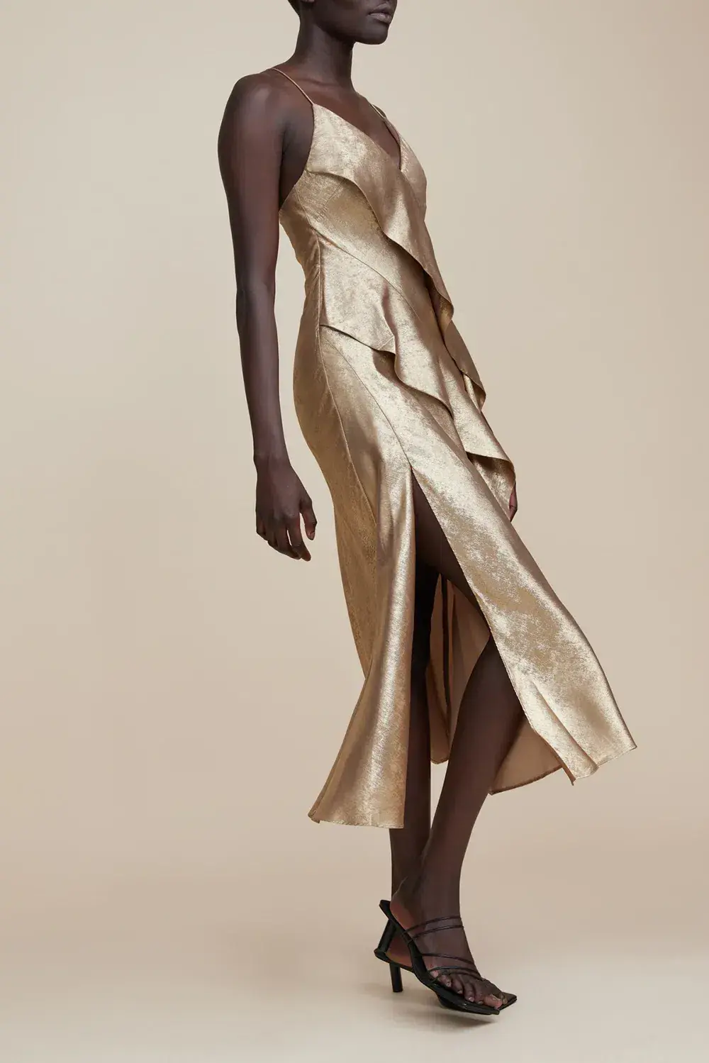 Acler Queensbridge Midi Dress Gold Size 14 - Image 5