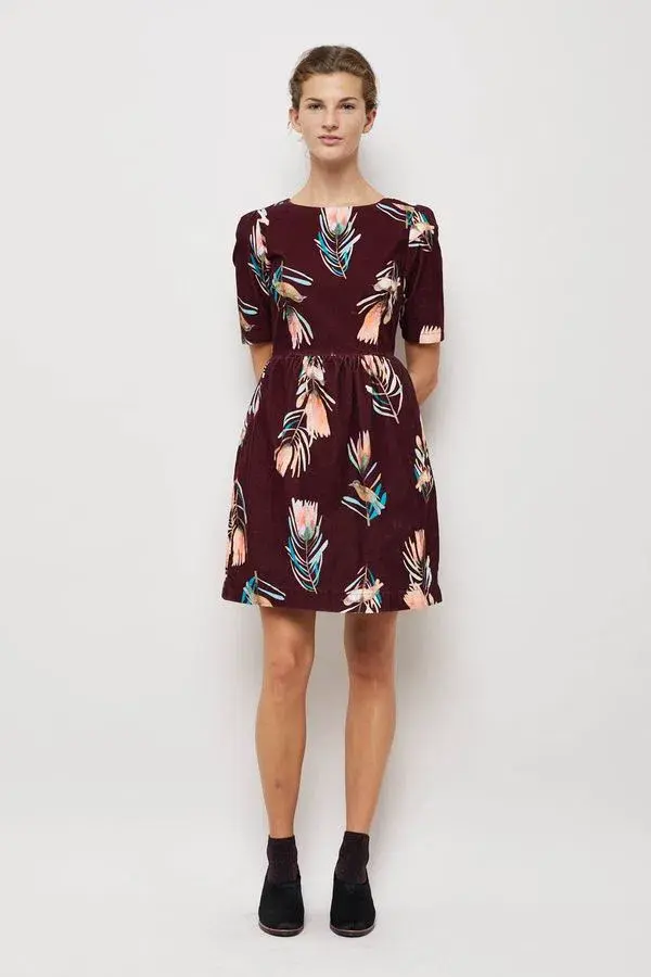 Gorman X Dana Kinter Sugarbush Cord Mini Dress Floral Size 10 for rent on The Volte - main image