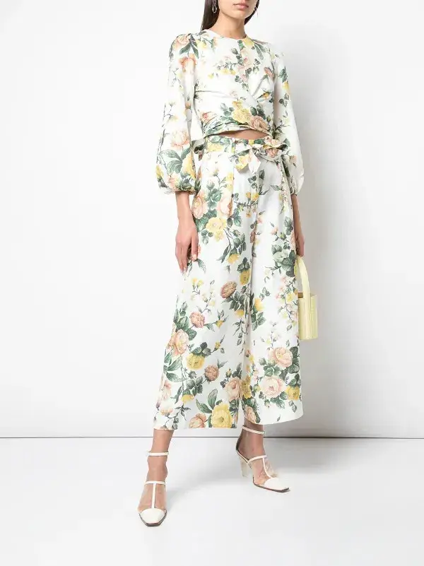 Zimmermann Zippy Wrap Bodice & Crop Flare Set Floral Size 2 / Au 12 - Image 1